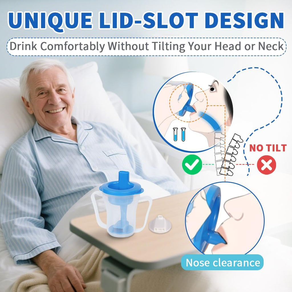 EZSLINGGLIDE Dysphagia Regulating Drinking Cup, Spill-Proof Adaptive Cup for Adults

