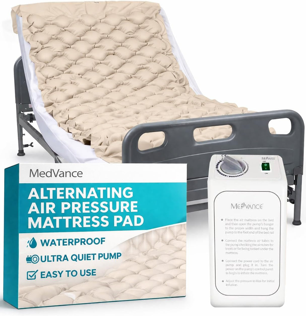 MedVance Alternating Air Pressure Mattress Pad with Ultra-Quiet Pump for Bed Sores

