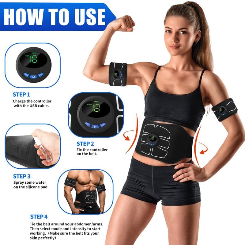 MarCoolTrip Electronic Muscle Stimulator Belt, Abs and Body Fitness Toning Trainer

