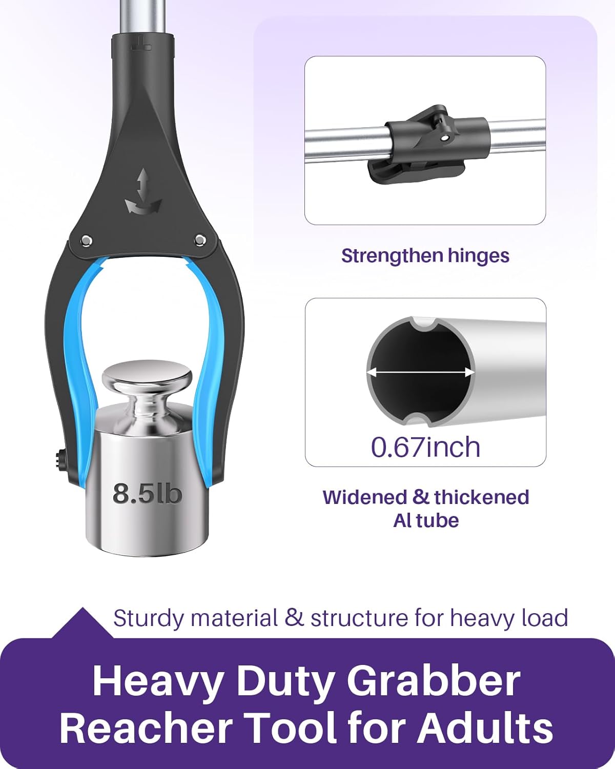 KEKOY Pro Foldable Reacher Grabber Pickup Tool with 360° Rotating Jaw, 4 in Wide

