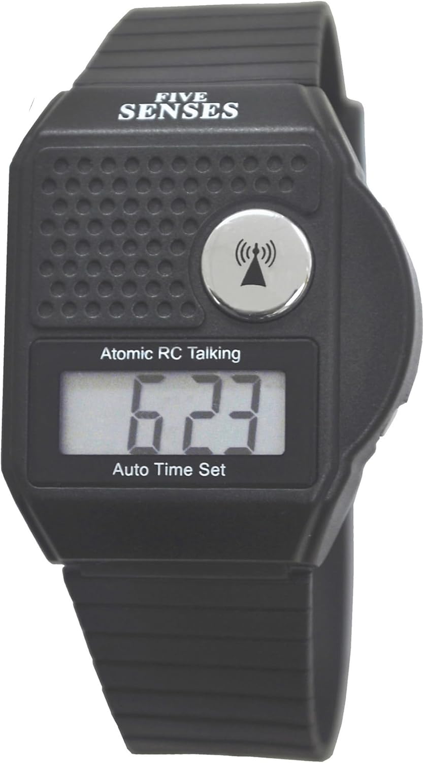 Five Senses English Atomic Talking Watch, Loud Audible Timepiece for Vision Impaired

