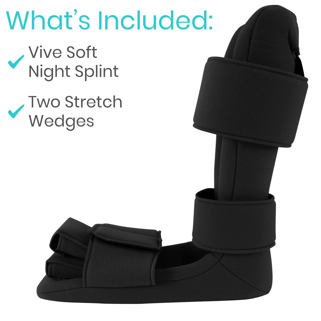 Vive Plantar Fasciitis Night Splint with Stretch Wedges, Orthopedic Sleep Boot

