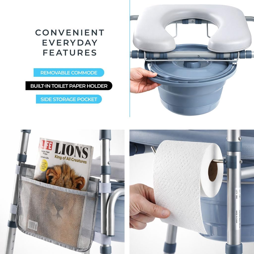 Raised Toilet Seat with Handles, Adjustable Commode Risers for Seniors, Heavy Duty

