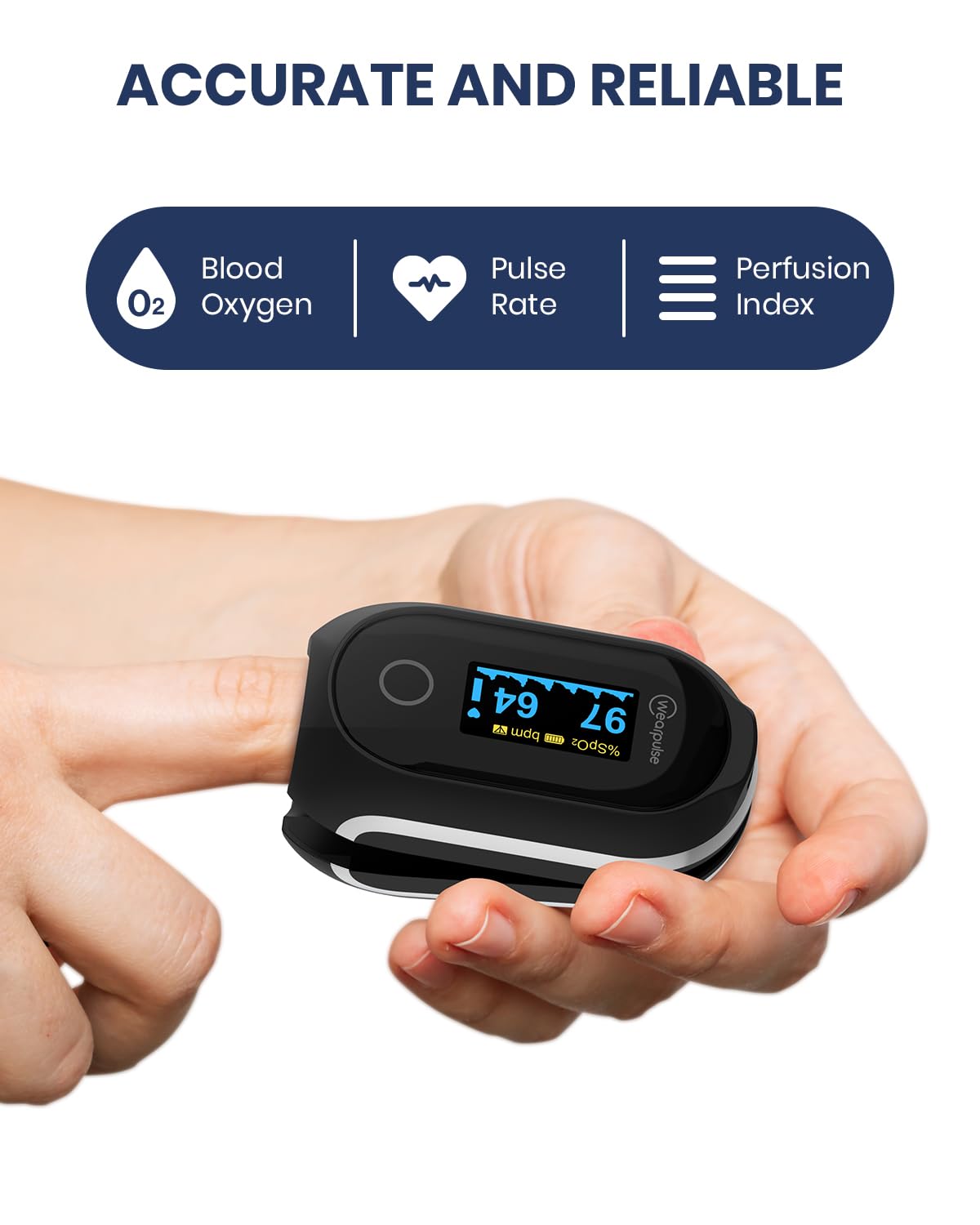 Rechargeable Fingertip Pulse Oximeter with Bluetooth App, SpO2 and Pulse Monitoring

