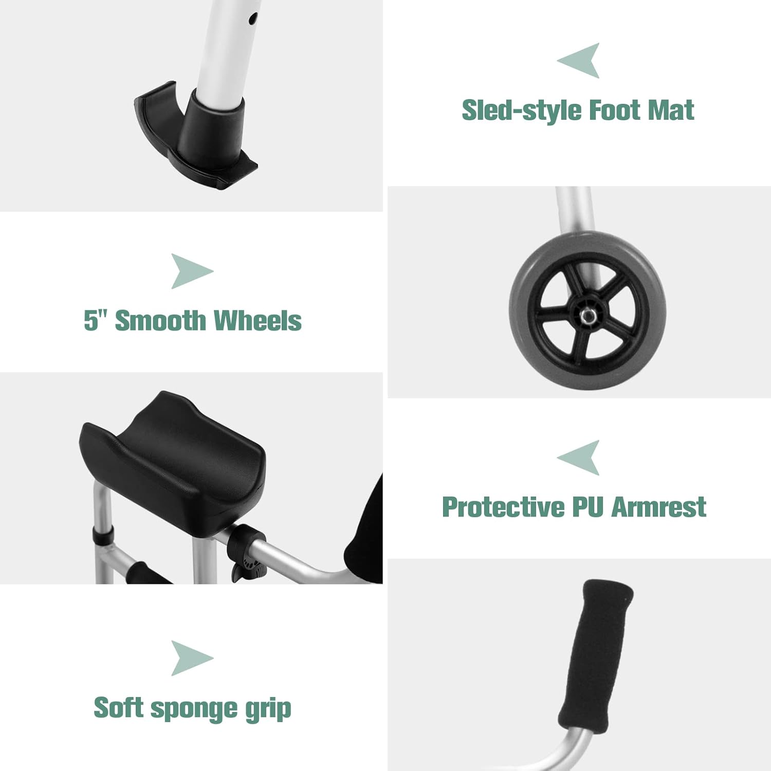 Goplus Folding Walker for Seniors, Lightweight Mobility Aid with Seat and Armrests

