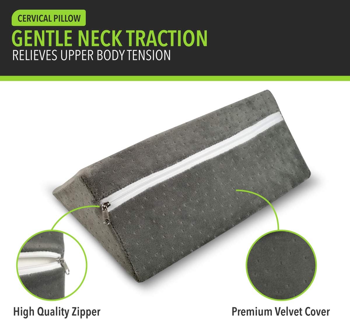 Lumia Wellness Cervical Wedge Pillow for Neck Stretching, Contoured Support

