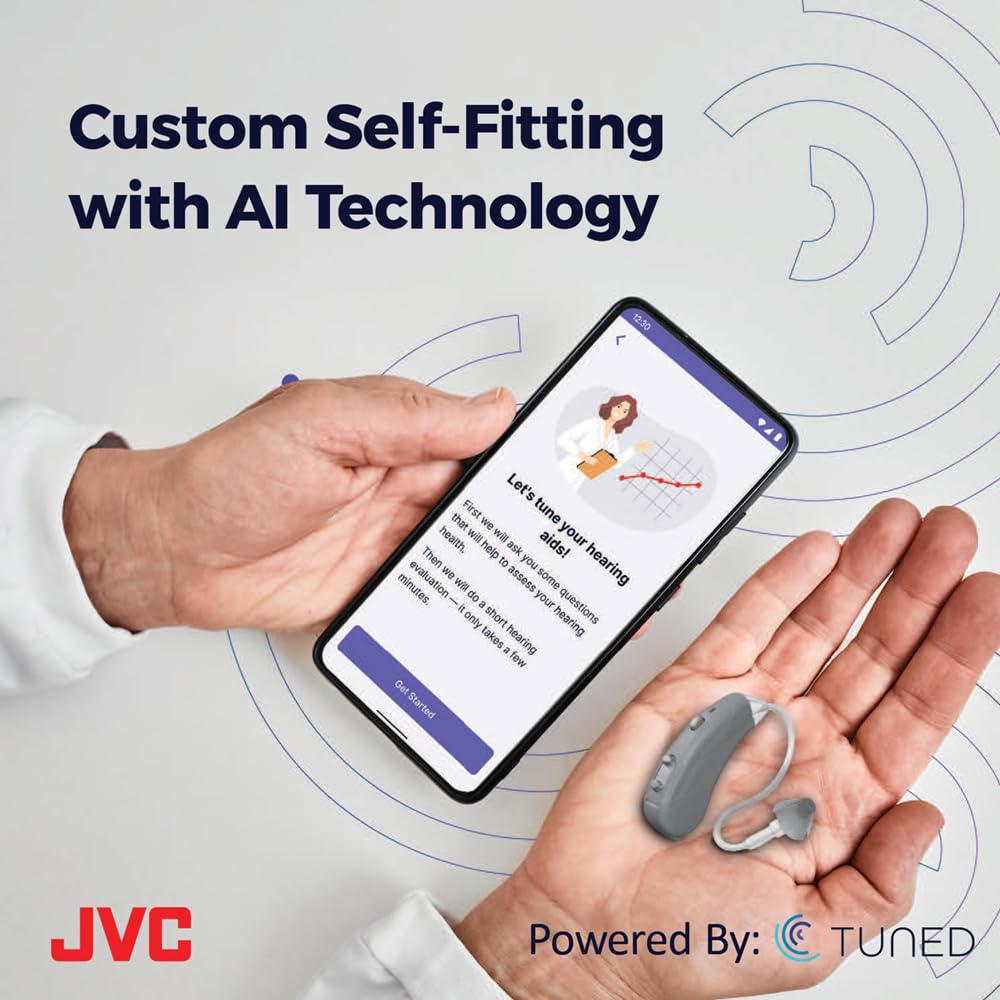 JVC OTC Hearing Aids for Mild to Moderate Hearing Loss, TUNED App, Bluetooth

