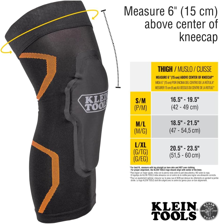 Klein Tools 60623 Compression Knee Pad Sleeve with Neoprene Foam, Knee Support

