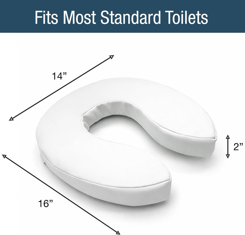 DMI Raised Toilet Seat Riser with Padded Cushion and Cover, White

