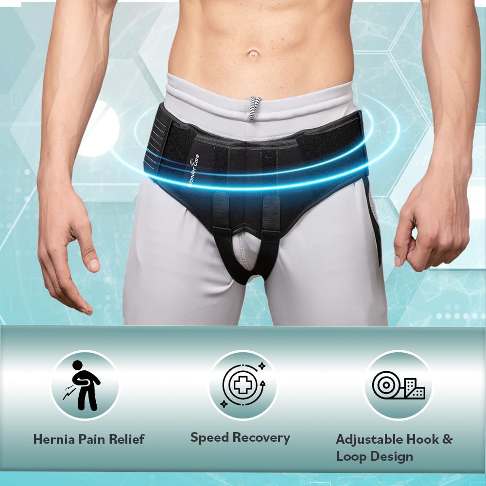 Wonder Care Inguinal Hernia Support Truss Brace with Removable Compression Pads

