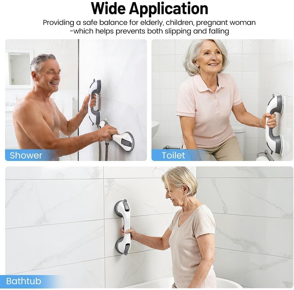 Quiheat Suction Shower Grab Bar for Bathtub, Wall Safety Handle, No Drilling

