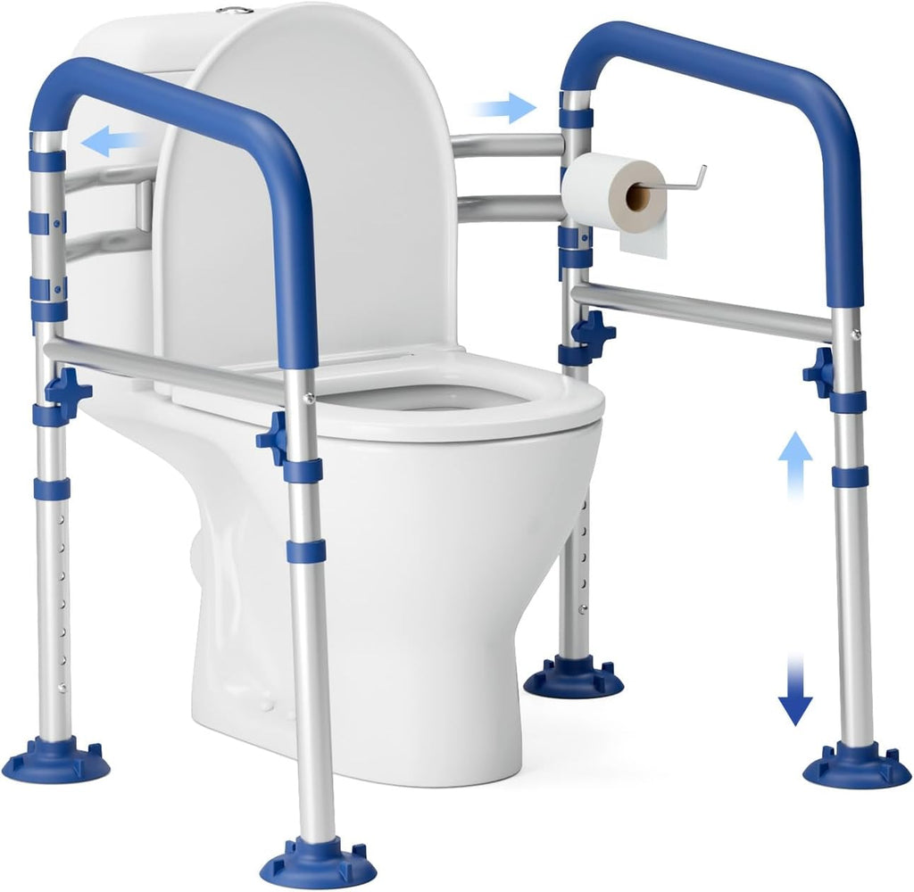 Loyoda Foldable Toilet Safety Rails for Seniors, Adjustable Frame, 350 lb Capacity

