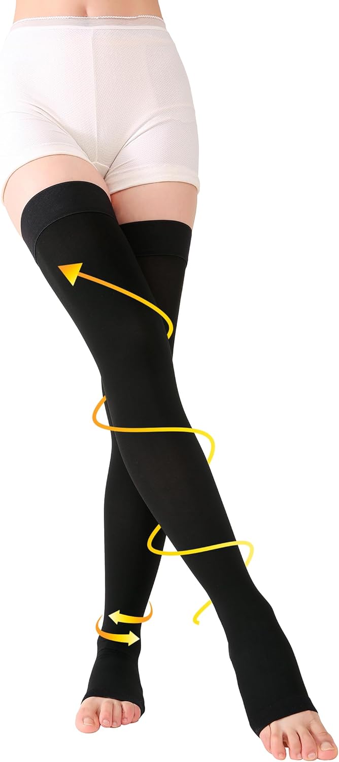 TOFLY Graduated Compression Stockings with Silicone Dot Top Band, Medical Hose

