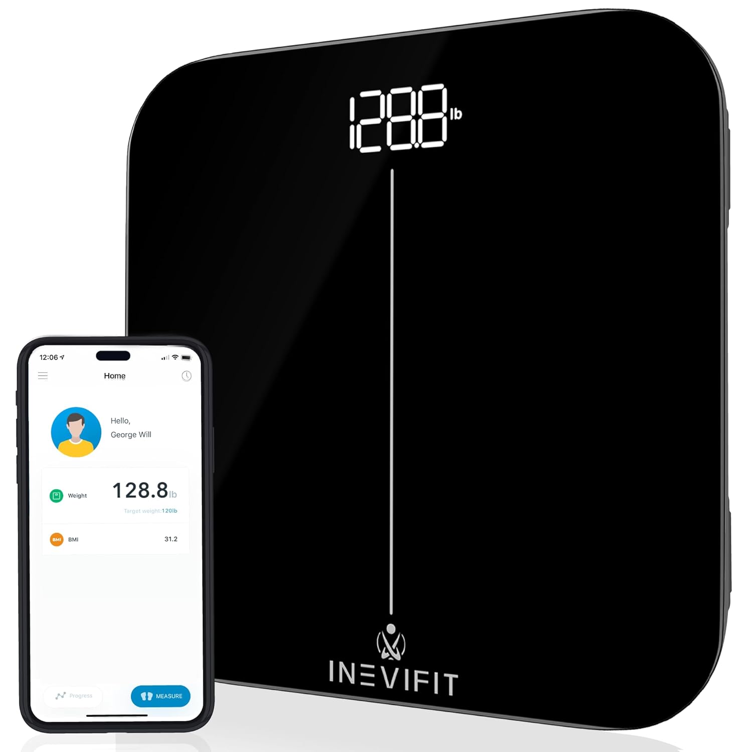 INEVIFIT Bluetooth Digital Bathroom Scale with BMI Tracking and Smartphone App

