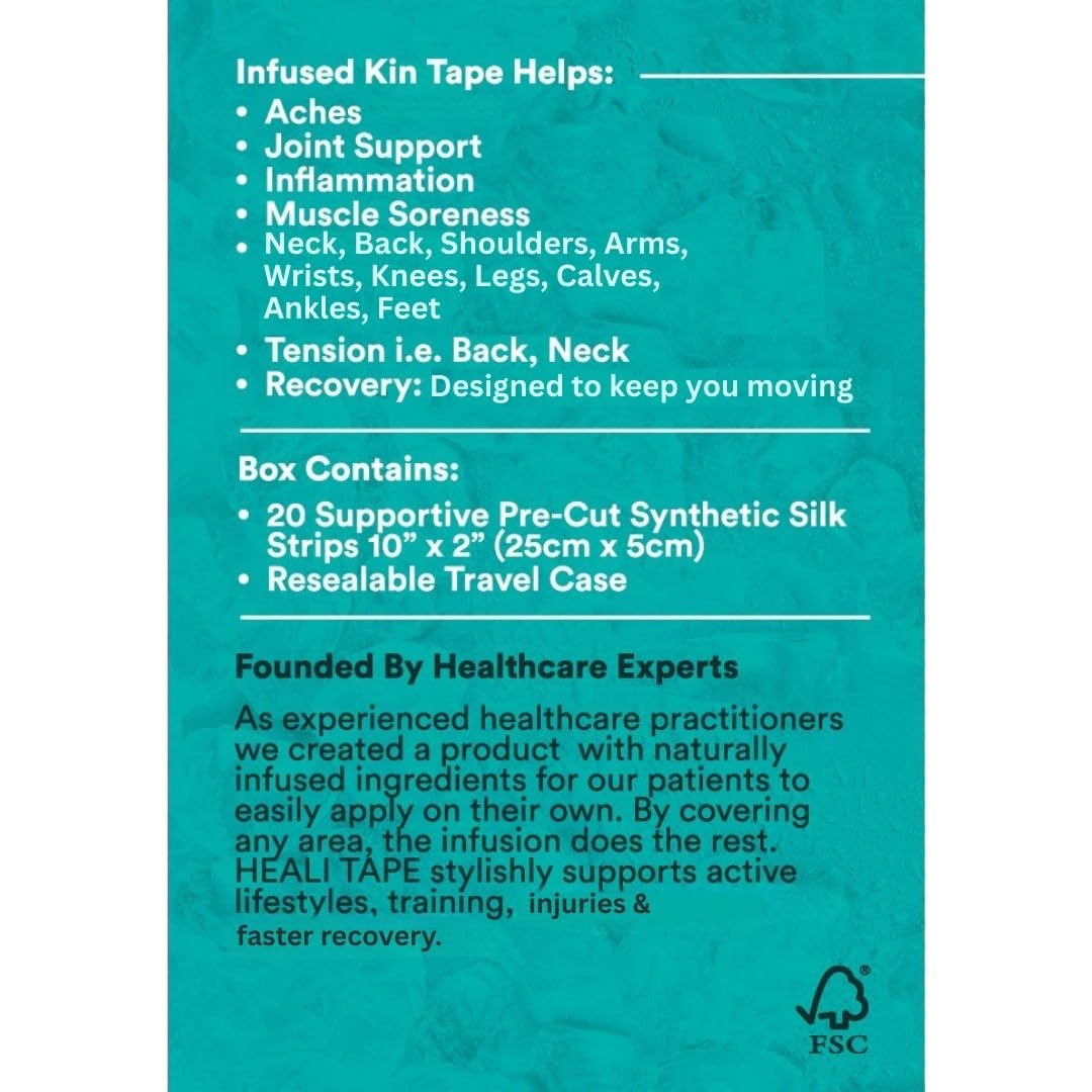 Heali Kinesiology Tape with Magnesium and Menthol, Precut Muscle & Joint Relief, 20

