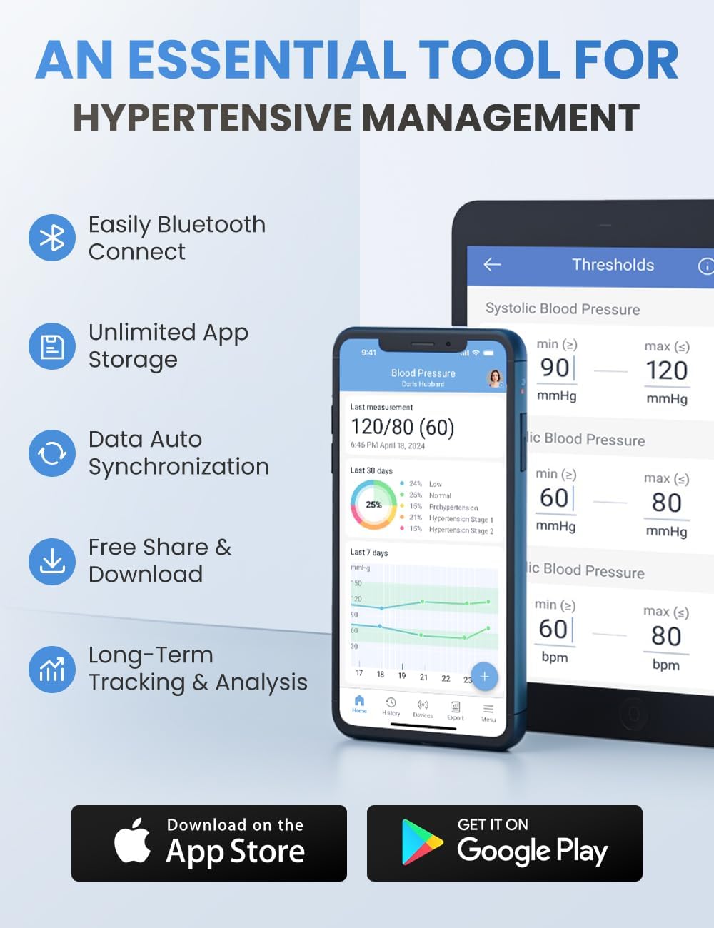 IMDK Arm Blood Pressure Monitor for Home Use with App, Automatic Cuff

