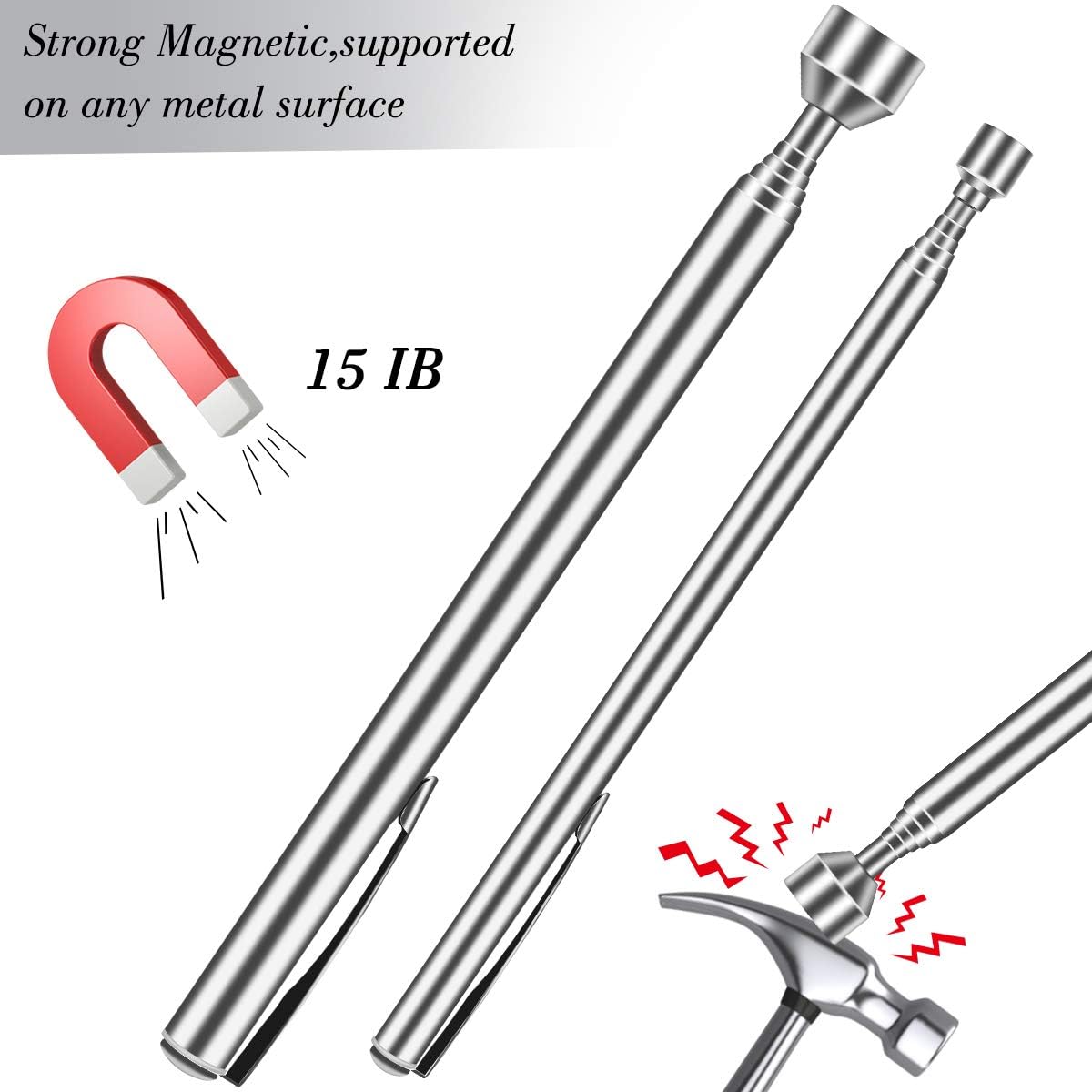 Magnetic Pickup Tool Kit with Telescoping LED Flashlight and Inspection Mirrors

