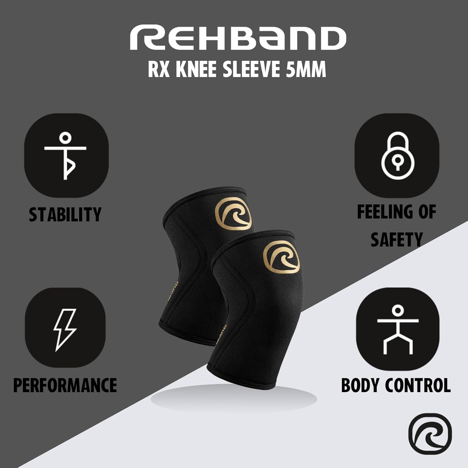 Rehband 5mm Neoprene Knee Compression Sleeves for Weightlifting & Training

