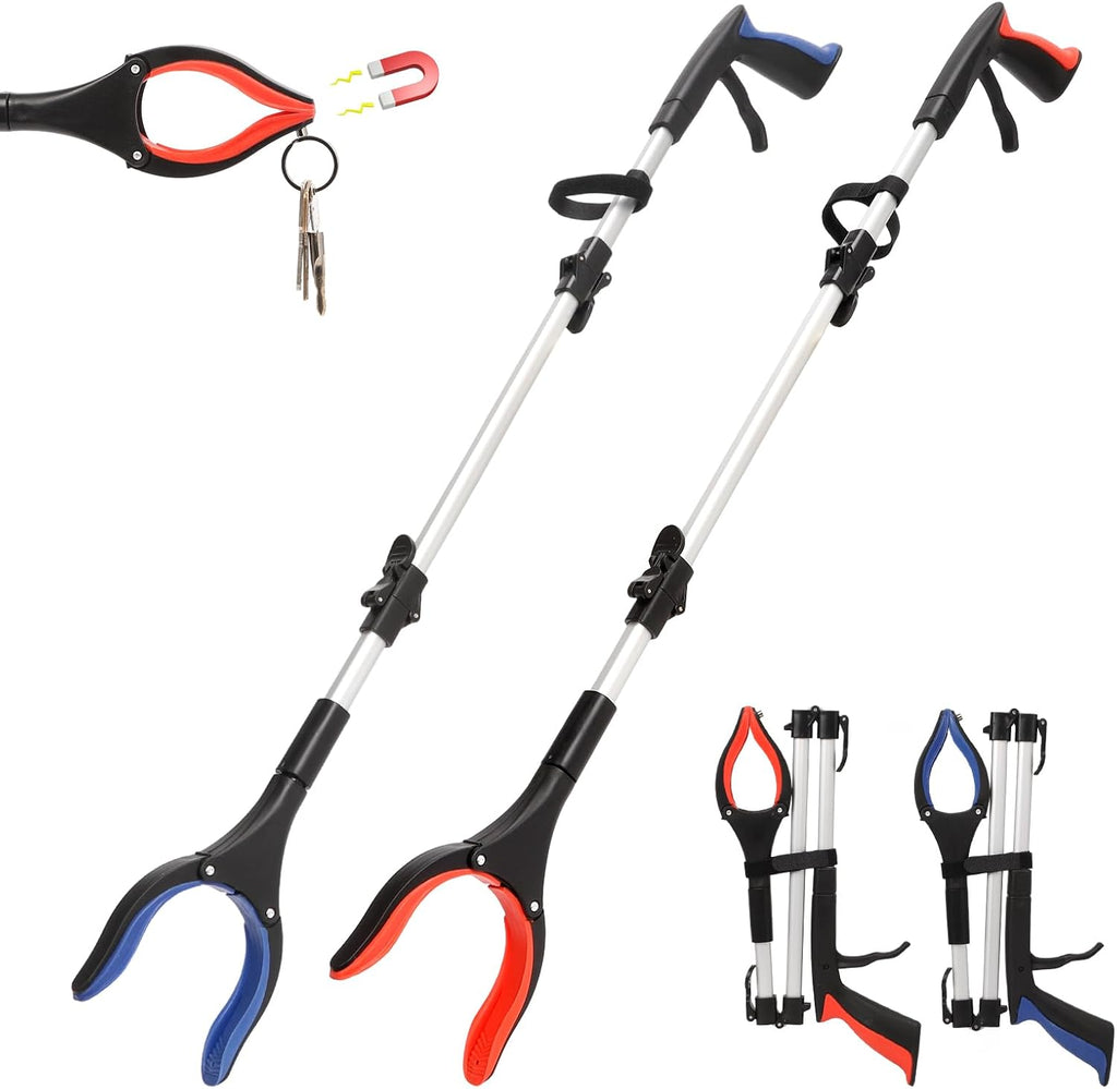 Grabber Reacher Tool 36 in Folding Pickup with Magnets and Rotating Jaw

