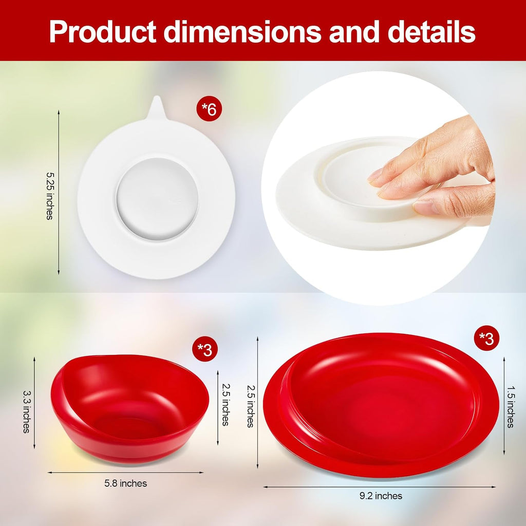 Hushee Adaptive Spill Proof Scoop Bowl and Plate Set with Suction Base

