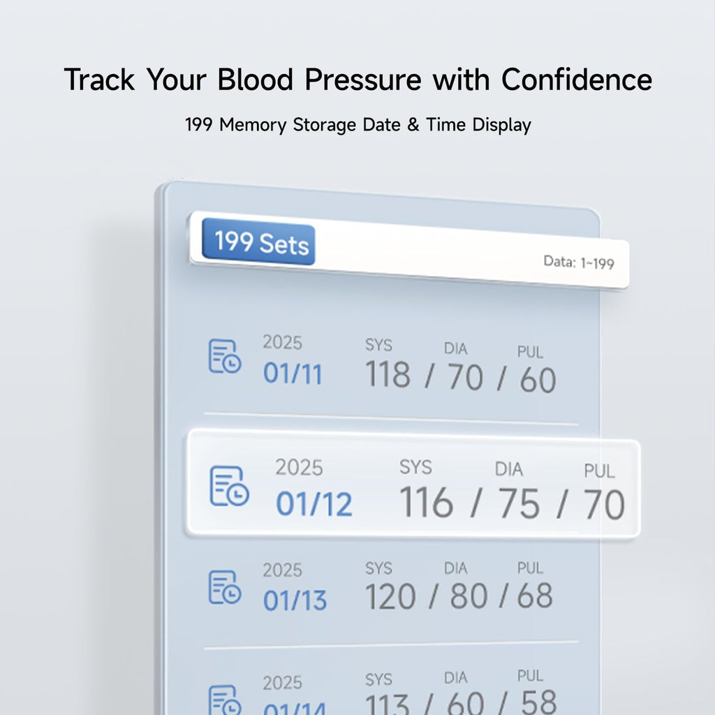 Yuwell Automatic Upper Arm Blood Pressure Monitor with Large Adjustable Cuff and 199 Memory

