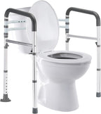 Lianjindun Adjustable Toilet Safety Rails with Armrests, Foldable Support Bars

