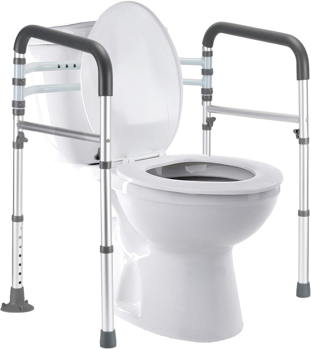 Lianjindun Adjustable Toilet Safety Rails with Armrests, Foldable Support Bars

