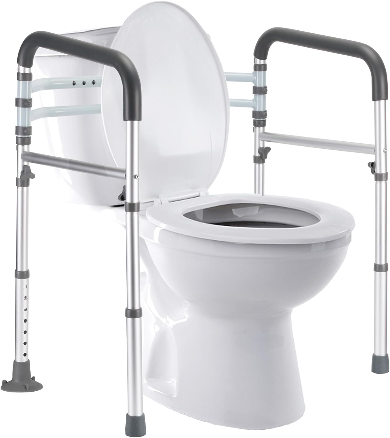 Lianjindun Adjustable Toilet Safety Rails with Armrests, Foldable Support Bars

