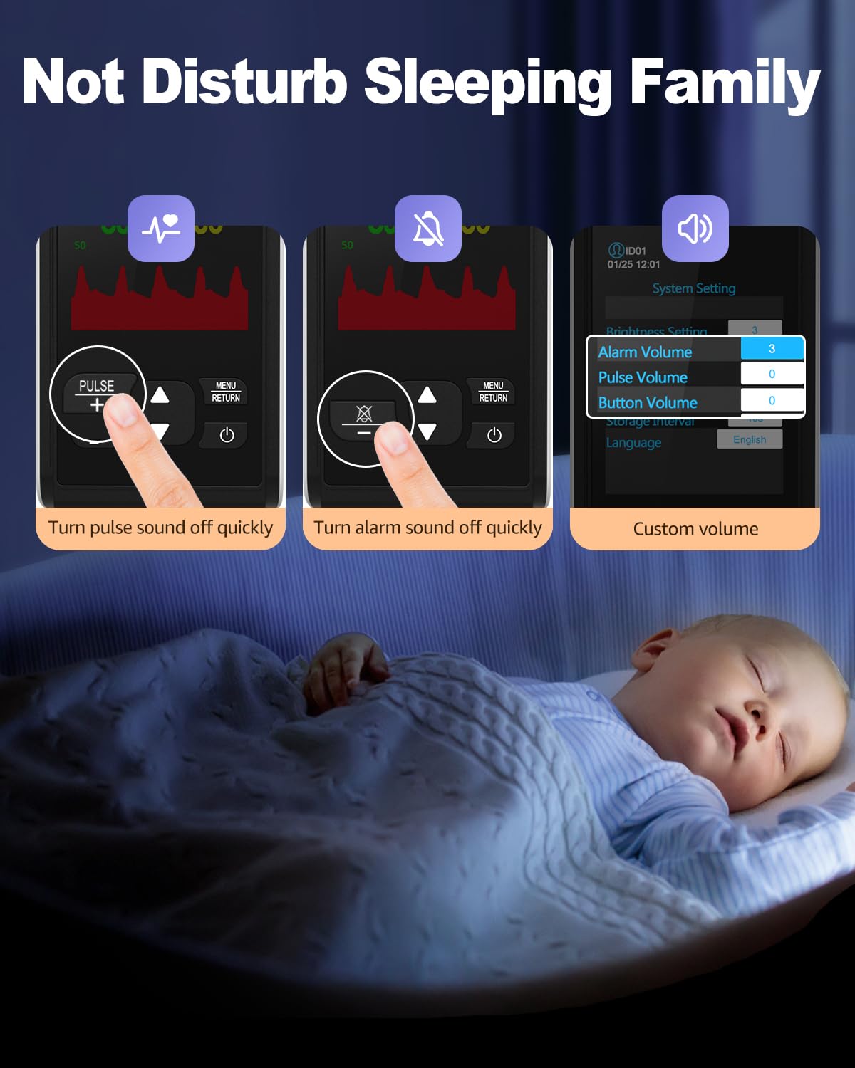 Fingertip Pulse Oximeter, SpO2 and Pulse Rate Monitor with Continuous Reading

