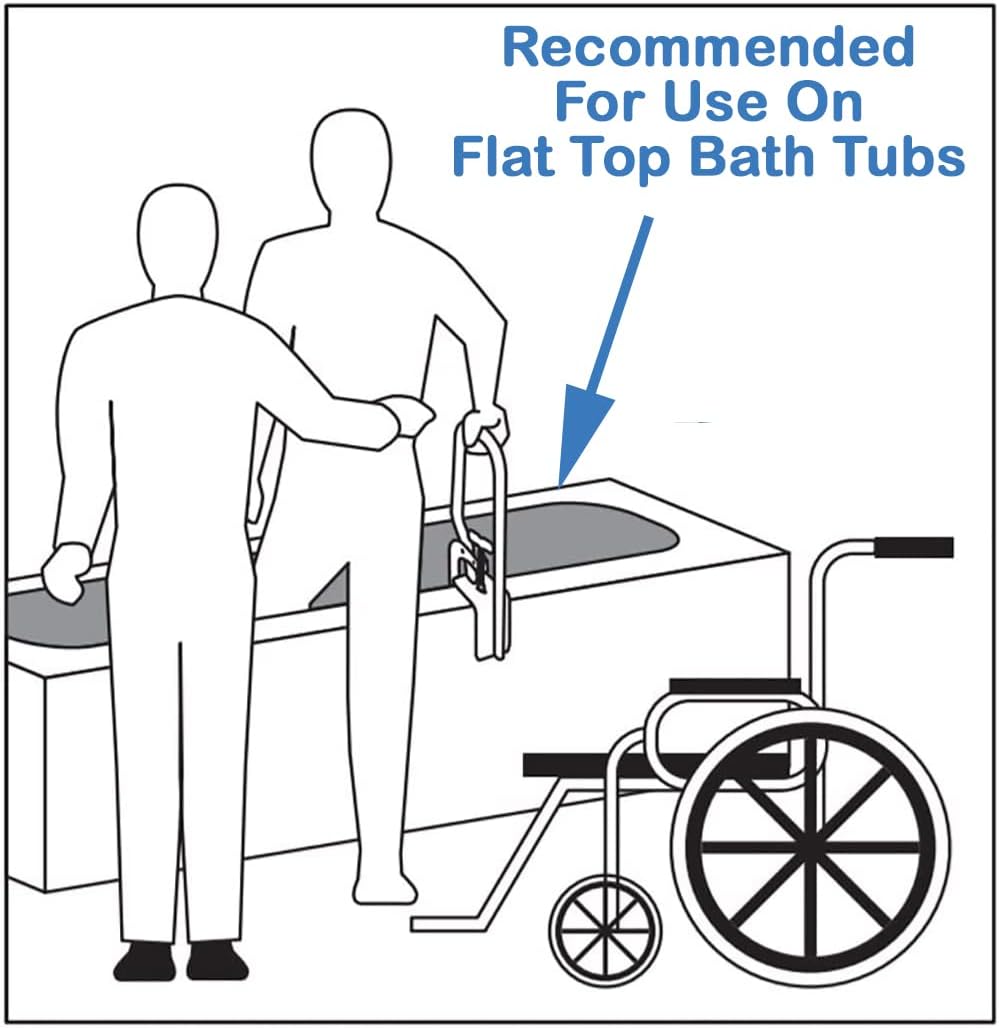 Carex White Bathtub Grab Bar Rail for Bathroom Tub Shower Clamp Handle Support

