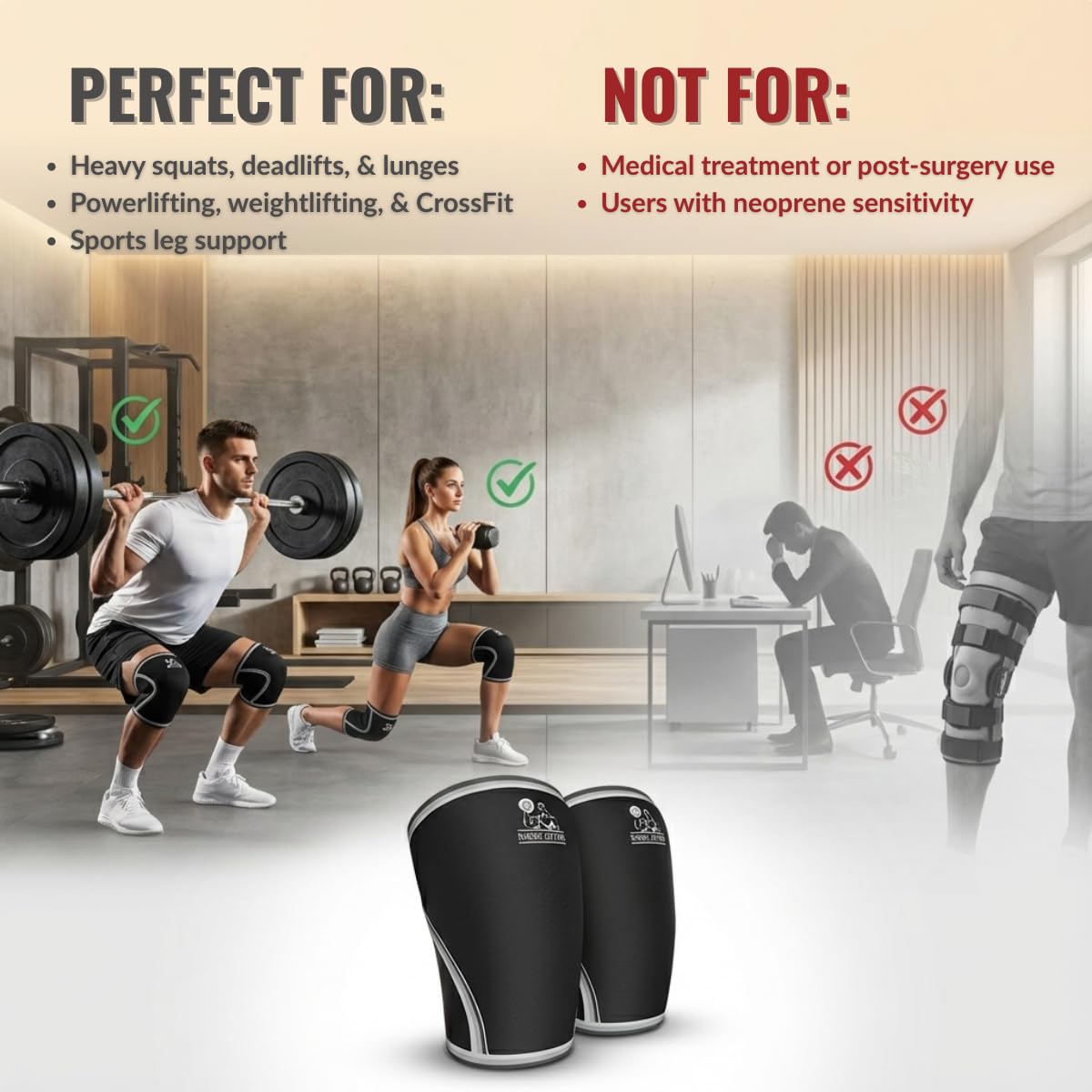 Nordic Lifting 7mm Knee Sleeves for Weightlifting & Powerlifting, USPA Approved

