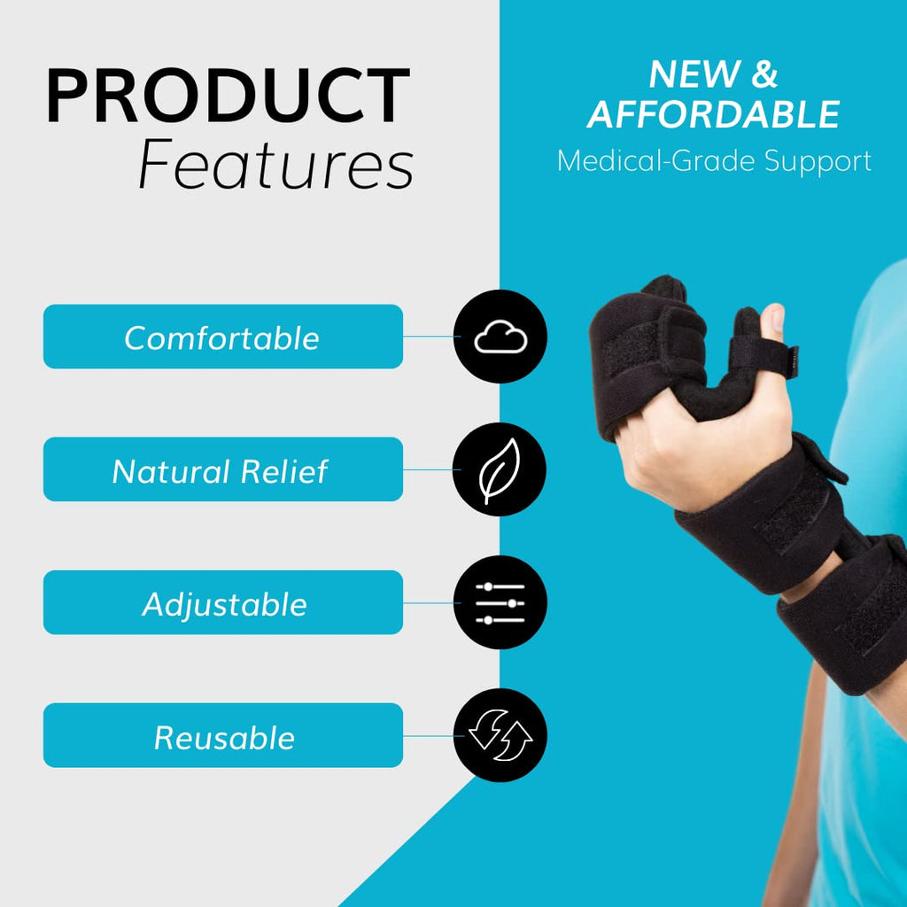 BraceAbility Soft Resting Hand Splint for Stroke Recovery, Carpal Tunnel, Wrist Support

