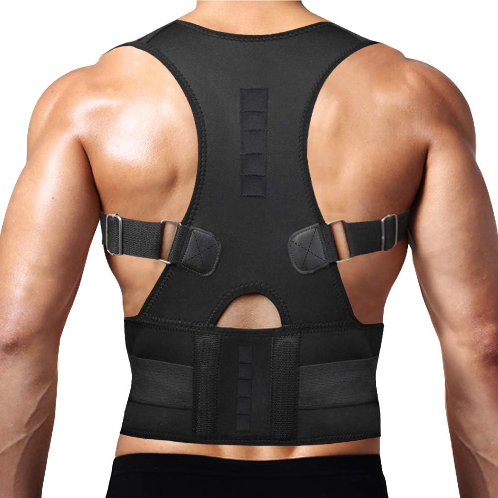 Thoracic Back Brace Posture Corrector with Magnetic Support, Adjustable Belt

