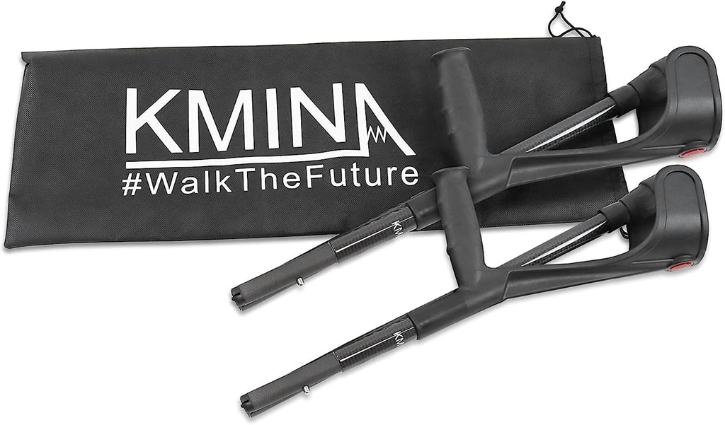 KMINA Foldable Carbon Fiber Forearm Crutches, Open Cuff, Folding Lightweight

