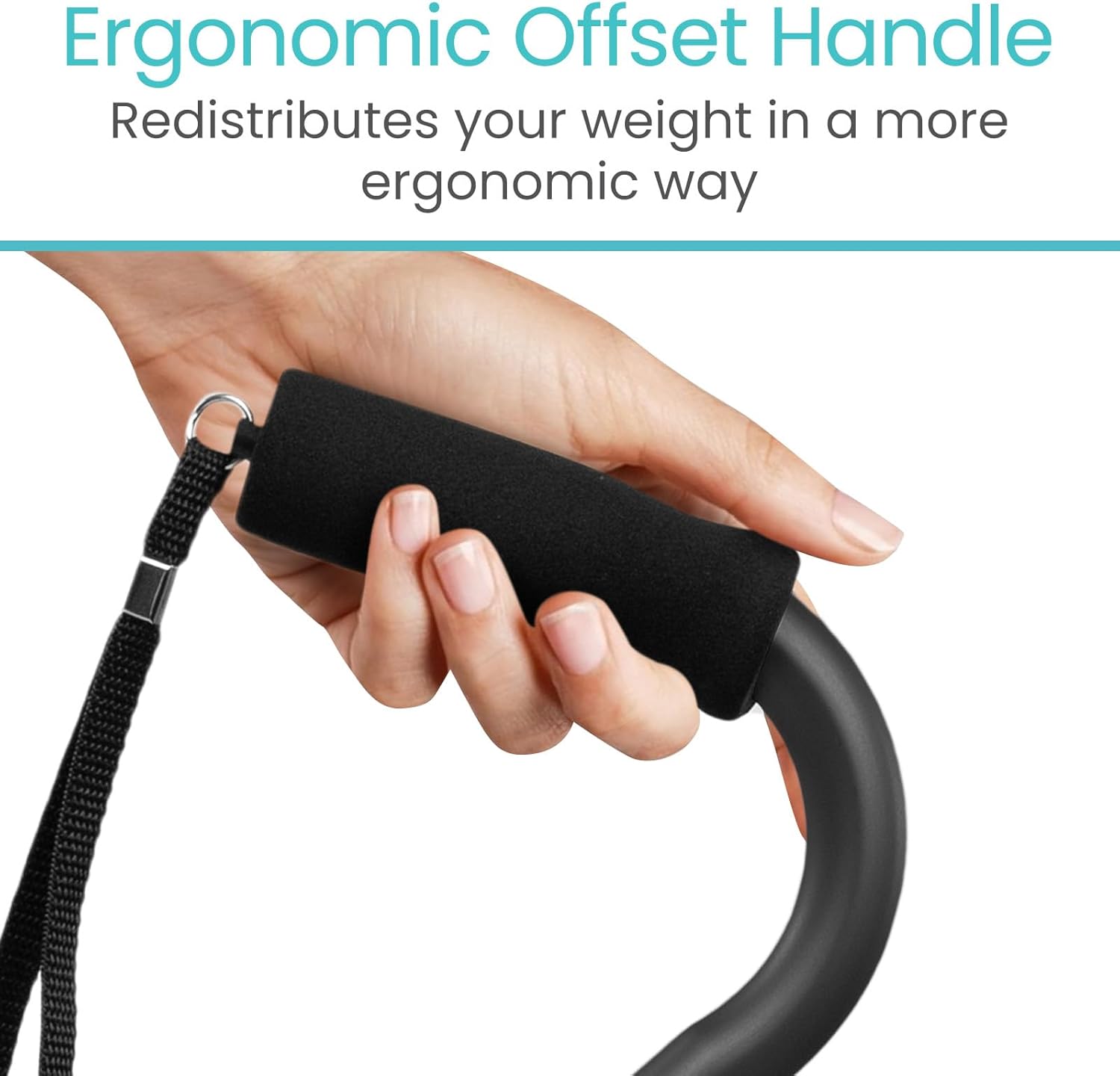 Vive Offset Walking Cane with Comfort-Foam Handle, Lightweight Adjustable


