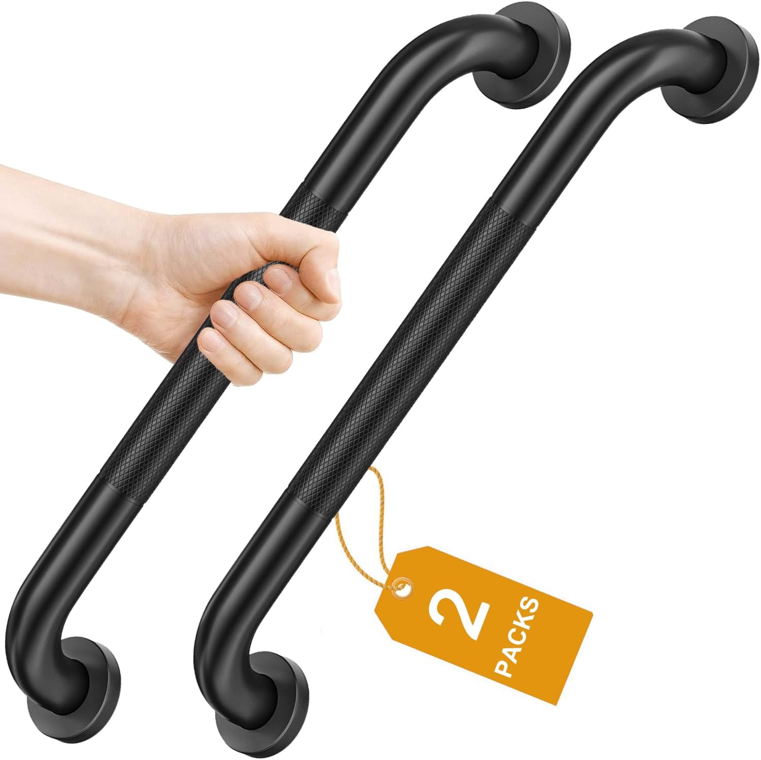 FANHAO 2-Pack Shower Grab Bar 16 in Stainless Steel Anti-Slip Knurled Grip

