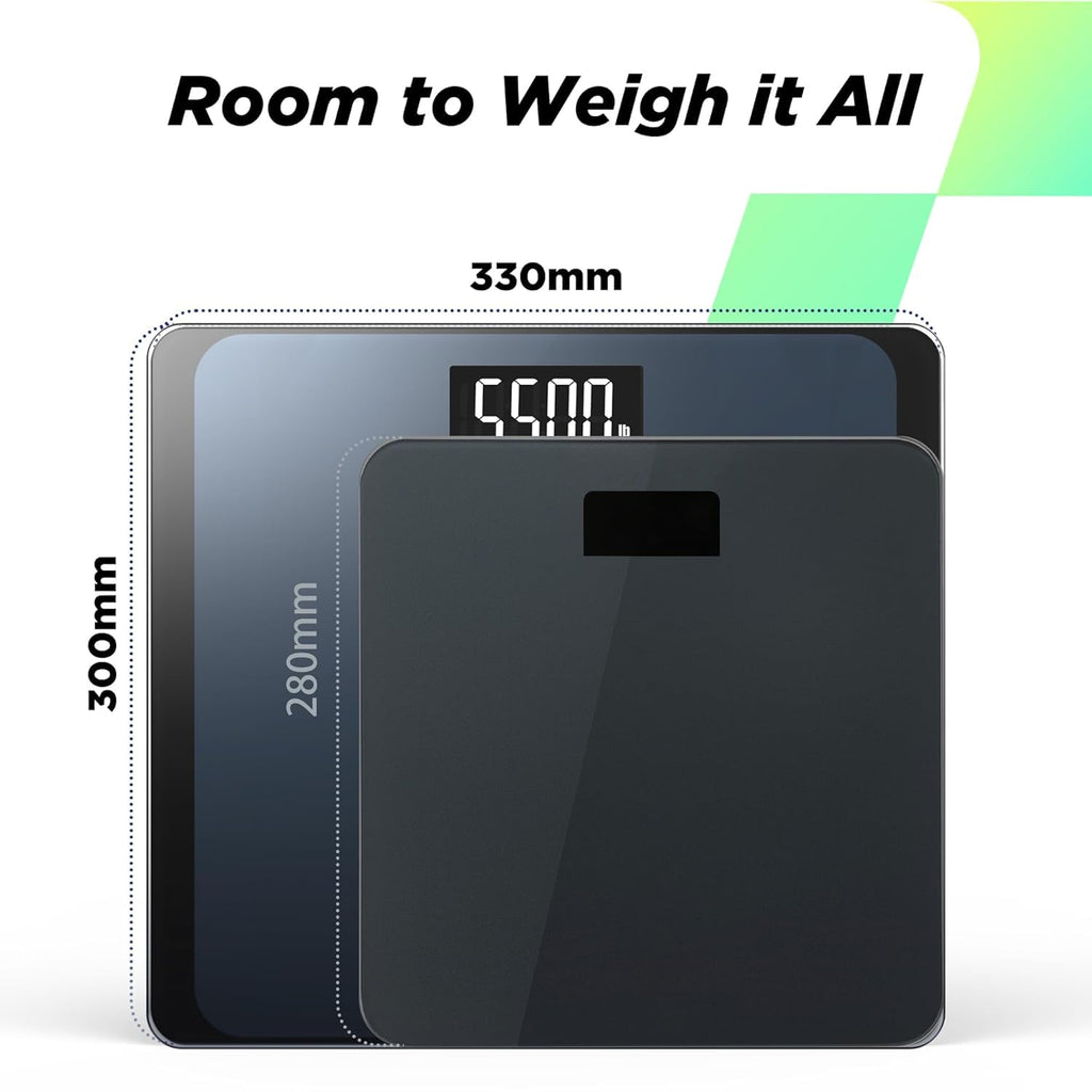 RunStar Digital Bathroom Scale 550 lb Capacity Tempered Glass Extra-Wide LCD

