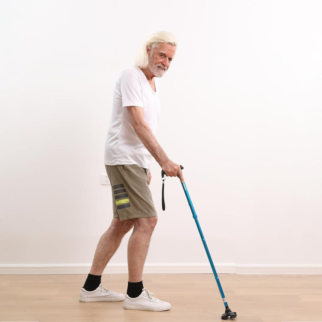 REHAND Pivot Quad Walking Cane for Adults, Foldable Adjustable Self-Standing

