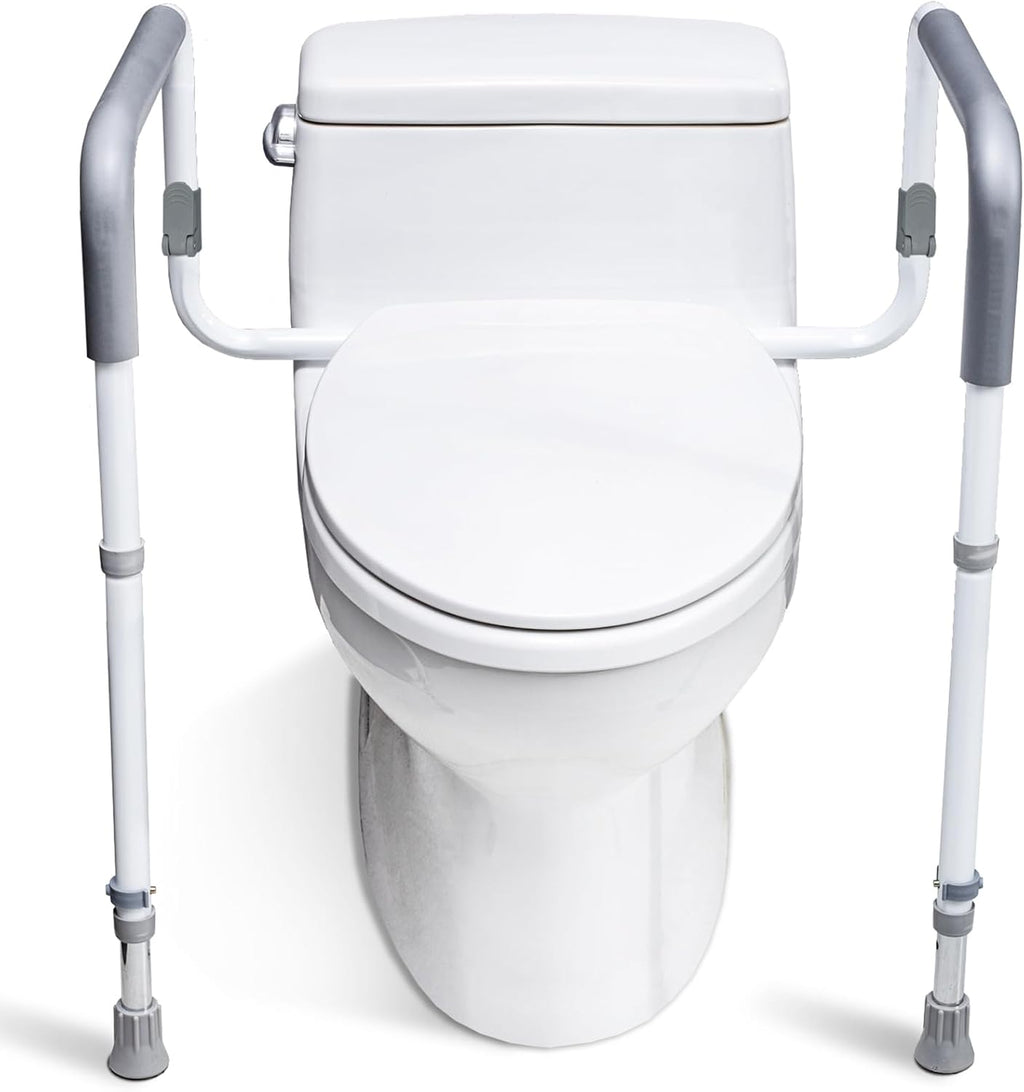 WeHwupe Toilet Safety Rails Adjustable Bathroom Grab Bar with Handles

