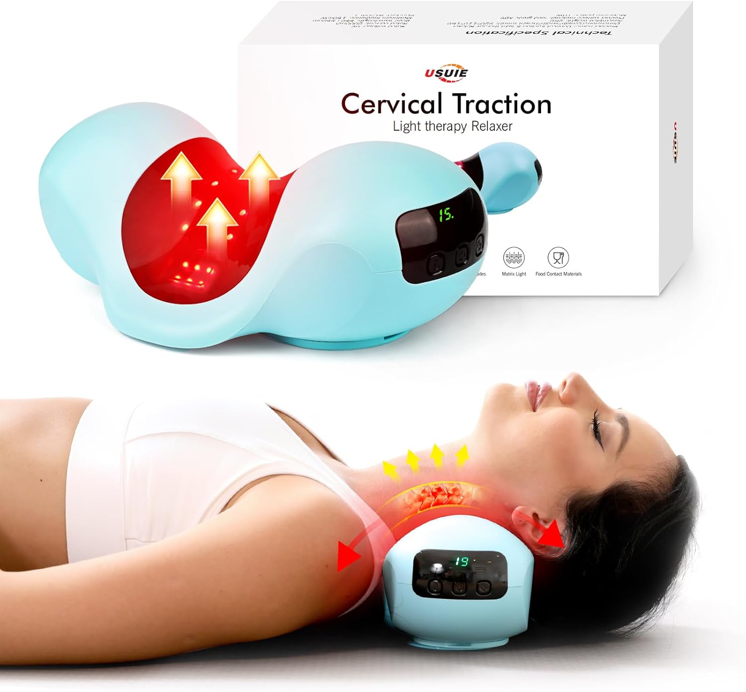 Red Light Therapy Neck Traction Pillow Heated Cervical Traction Device

