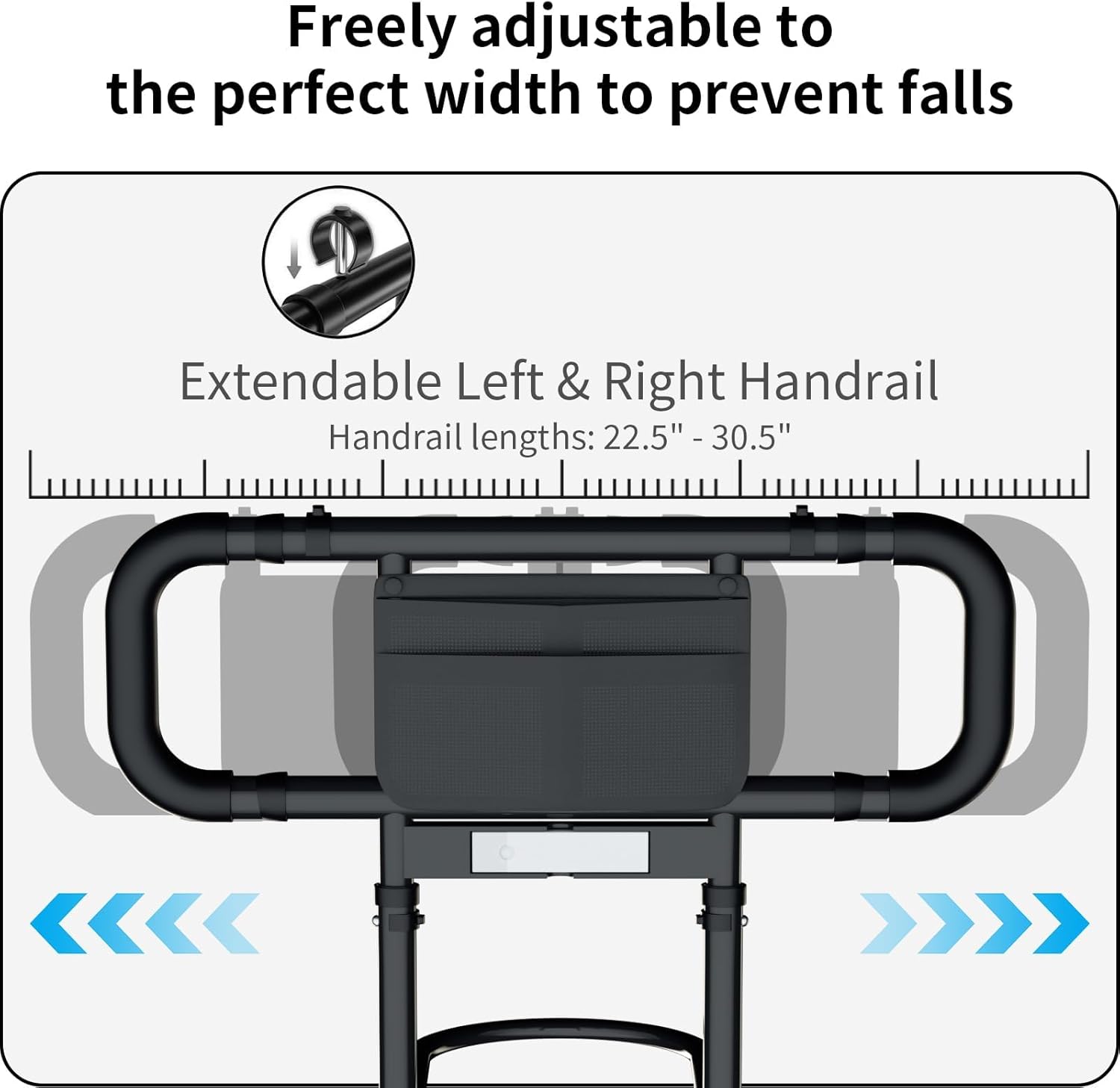 LIUQIBAX Bed Rails for Elderly Adults Safety Grab Bars Motion Sensor Light, 300 lb

