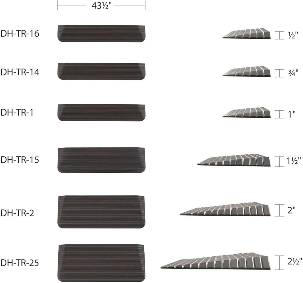 Silver Spring Solid Rubber Threshold Ramp for Wheelchairs, 1500 lb Capacity

