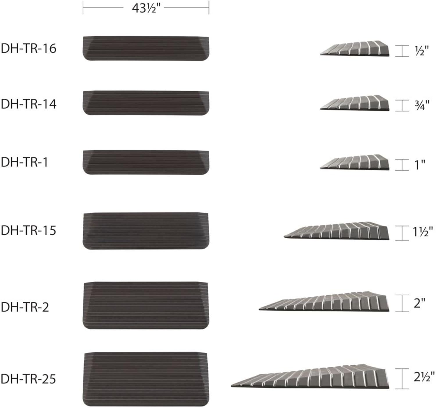 Silver Spring Solid Rubber Threshold Ramp for Wheelchairs, 1500 lb Capacity

