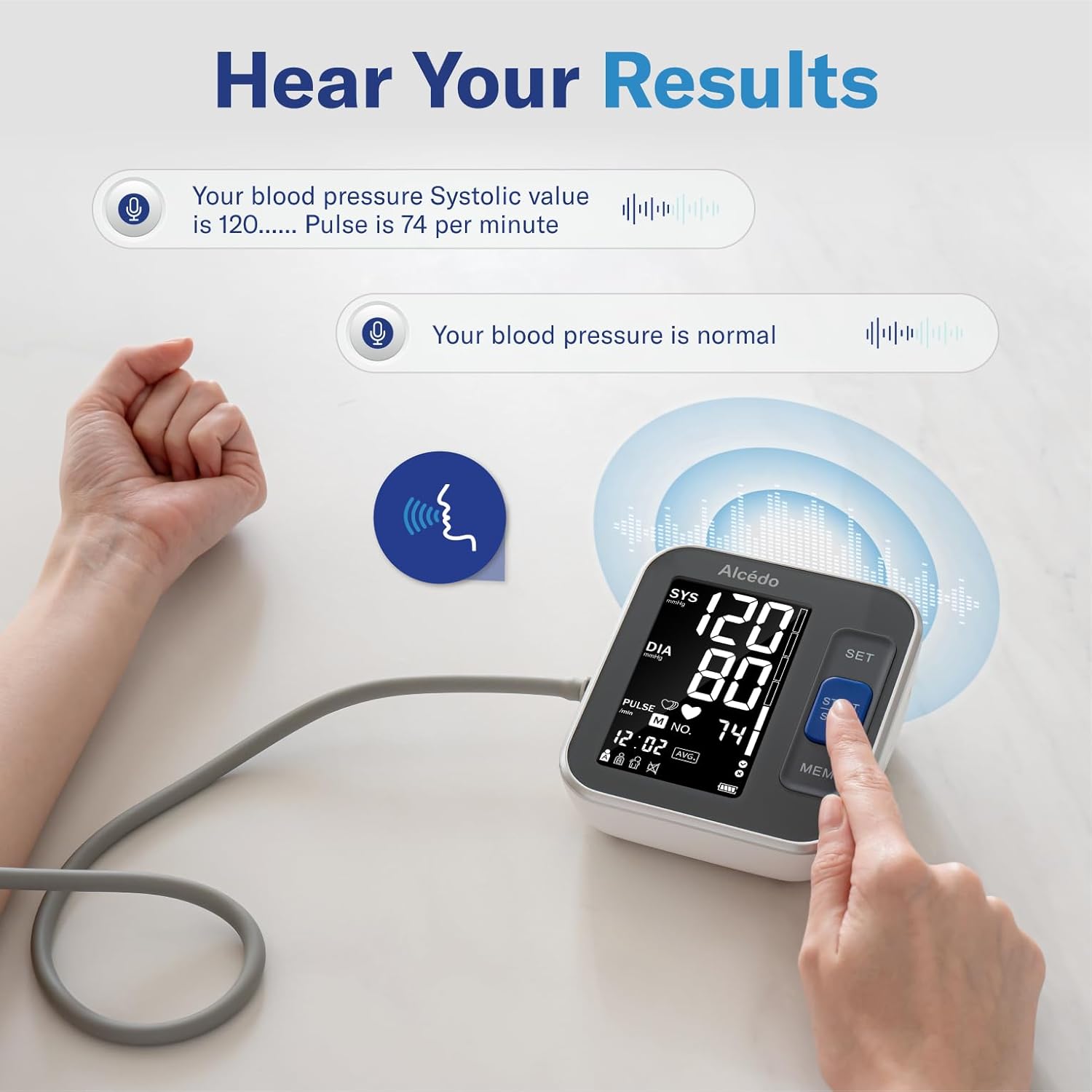 Alcedo Automatic Upper Arm Blood Pressure Monitor Digital BP Machine Wide-Range Cuff

