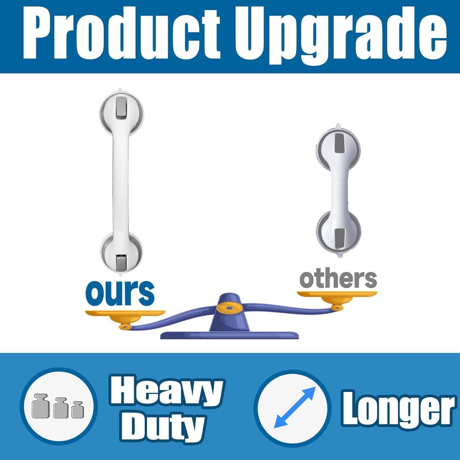 Shower Grab Bars for Seniors Suction Cup Shower Handles No Drilling

