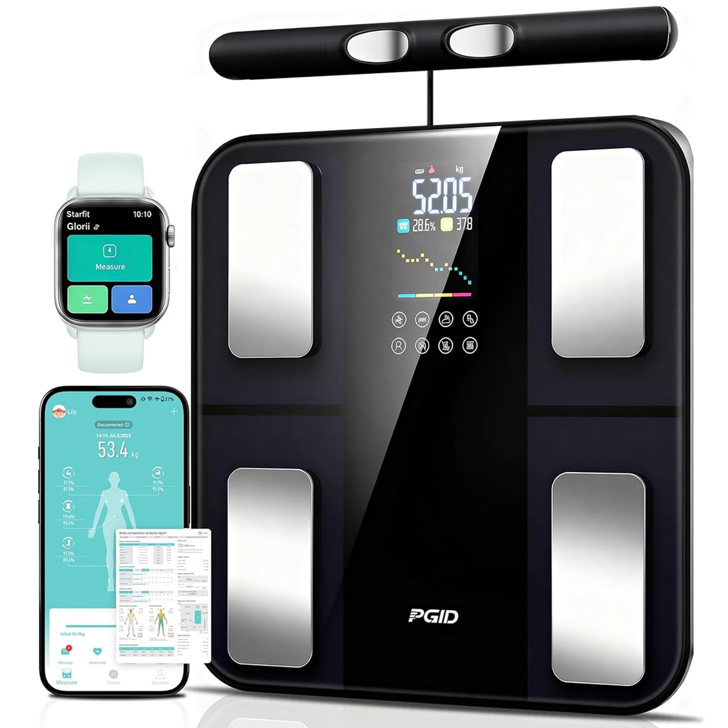 PGID Smart Body Composition Scale, 8-Electrode Digital Bathroom Scale

