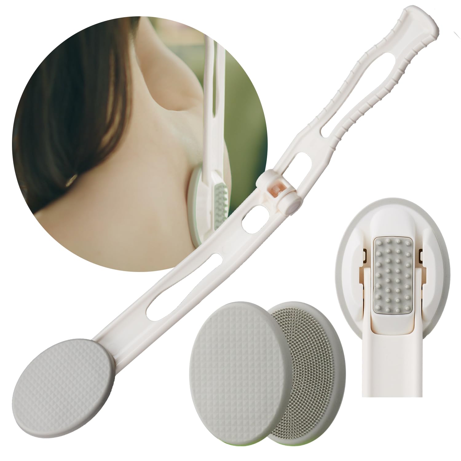 DOWMI Back Lotion Applicator 3-in-1 Foldable Massage & Bath Brush Tool

