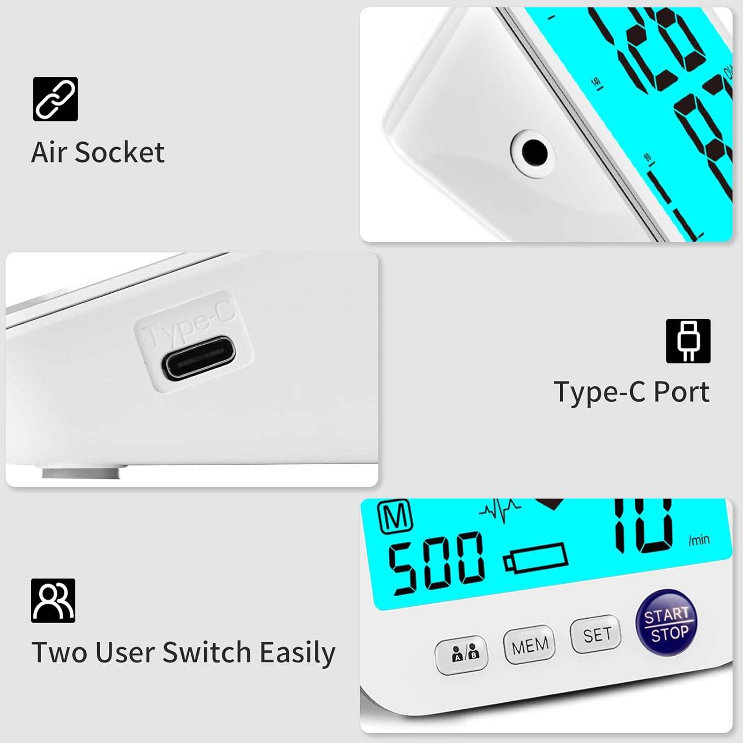 Automatic Blood Pressure Monitor with Extra Large Backlit LCD and XL Cuff

