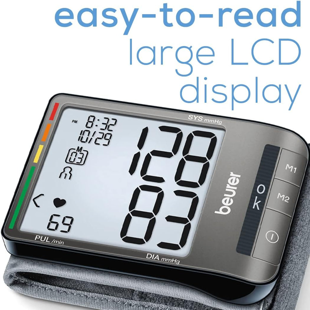 Beurer BC81 Wrist Blood Pressure Monitor with Irregular Heartbeat Detection, Case

