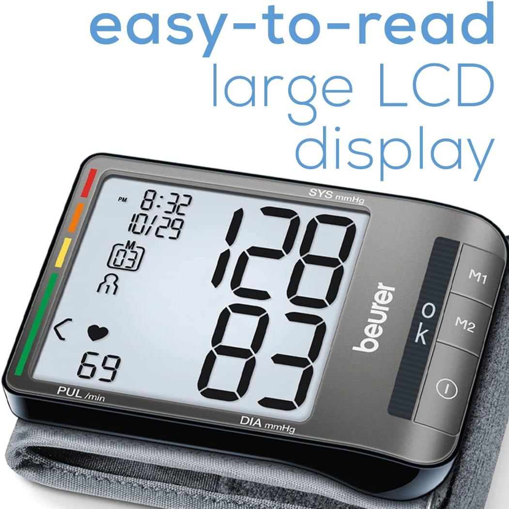 Beurer BC81 Wrist Blood Pressure Monitor with Irregular Heartbeat Detection, Case

